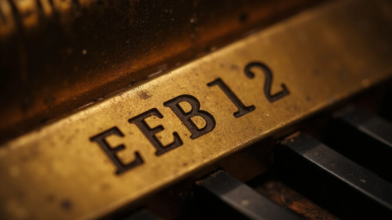 Close-up of a piano serial number stamped on the iron frame
