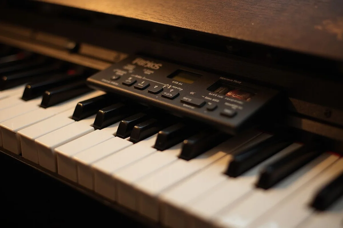Close-up of a silent piano control panel