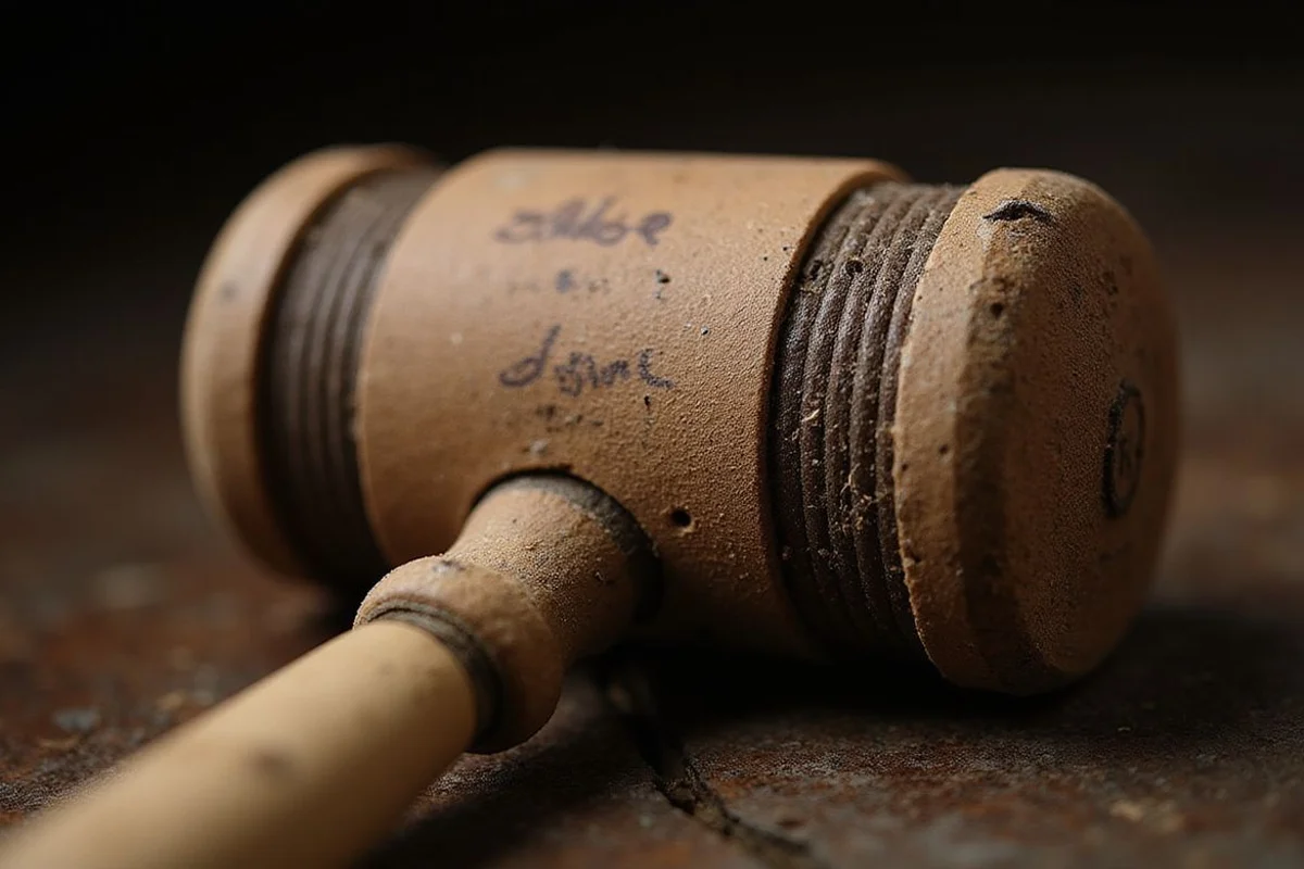 Close-up of worn hammer felt with visible string grooves