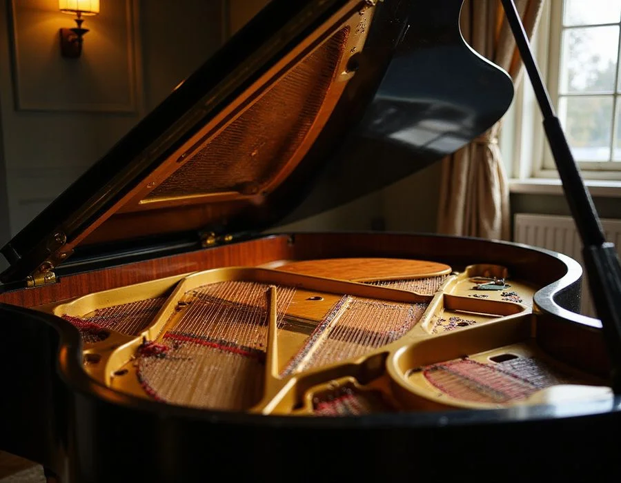 Kawai baby grand with lid open