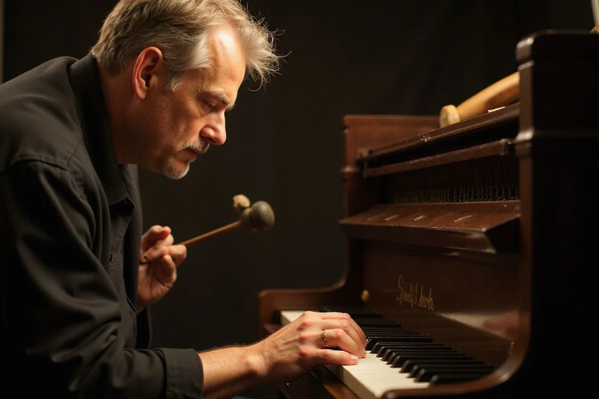 A technician listening intently while tuning