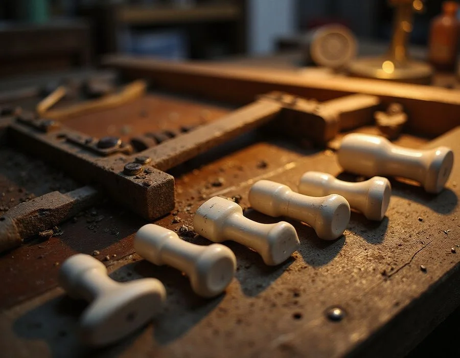 New hammer shanks being fitted in the workshop